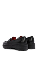 Derimod Gritti Women's Black Leather Masculine Loafer | Derimod