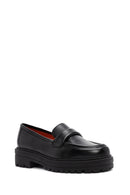 Derimod Gritti Women's Black Leather Masculine Loafer | Derimod