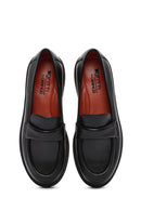 Derimod Gritti Women's Black Leather Masculine Loafer | Derimod