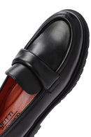 Derimod Gritti Women's Black Leather Masculine Loafer | Derimod