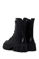 Women's Black Zippered Leather Boots | Derimod
