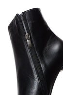 Women's Black Zippered Thin Heeled Leather Boots | Derimod