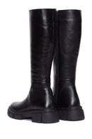 Women's Black Zippered Leather Boots | Derimod
