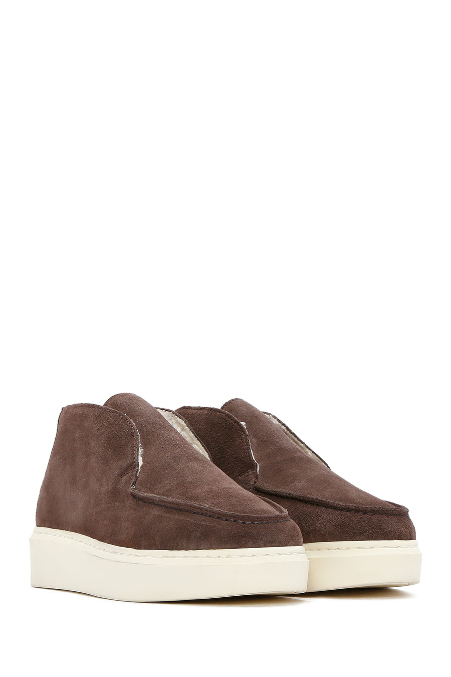 Women's Brown Thick Soled Suede Leather Ankle Boots
