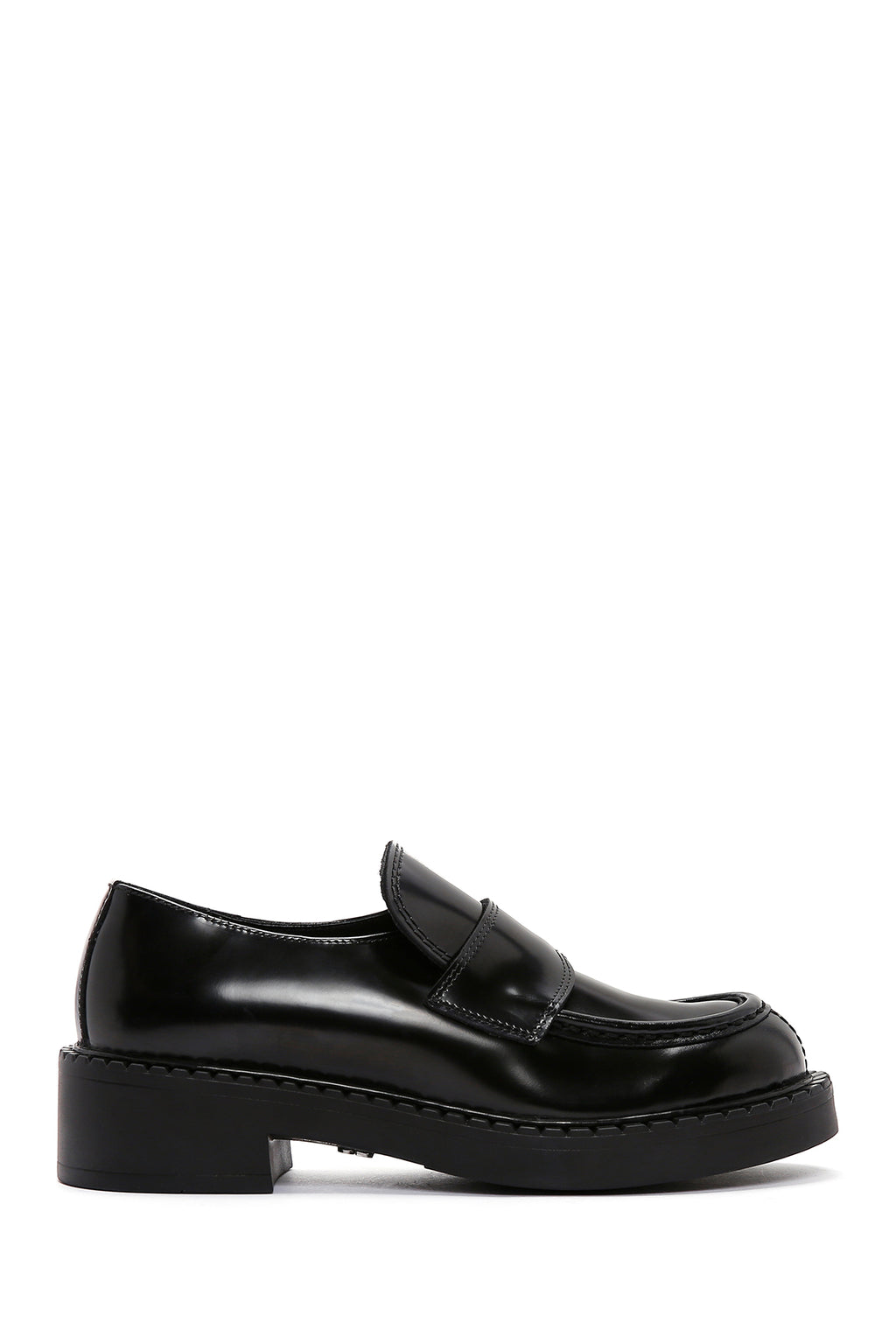 Kadın Siyah Deri Maskülen Loafer