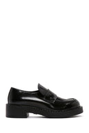 Women's Black Leather Masculine Loafer | Derimod