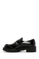 Women's Black Leather Masculine Loafer | Derimod