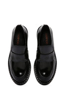 Women's Black Leather Masculine Loafer | Derimod