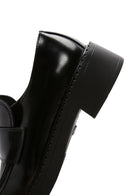 Women's Black Leather Masculine Loafer | Derimod