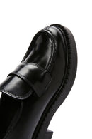 Women's Black Leather Masculine Loafer | Derimod