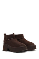 Women's Brown Thick Soled Suede Leather Teddy Boots | Derimod