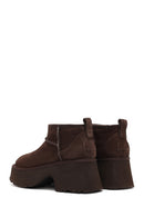 Women's Brown Thick Soled Suede Leather Teddy Boots | Derimod