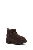 Women's Brown Thick Soled Suede Leather Teddy Boots | Derimod