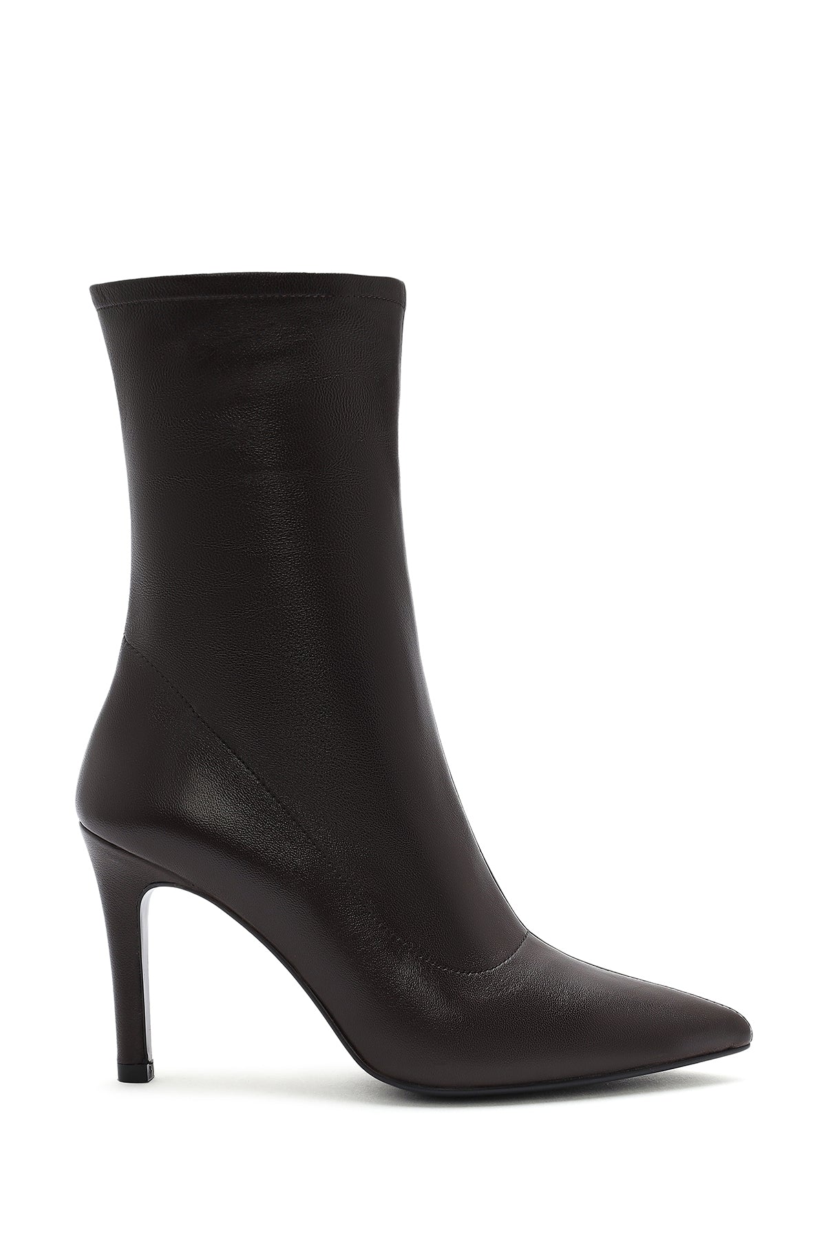 Kadın Kahverengi Fermuarlı İnce Topuklu Deri Bot 24WFD143018 | Derimod