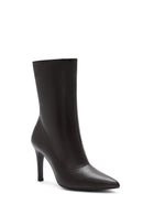 Kadın Kahverengi Fermuarlı İnce Topuklu Deri Bot | Derimod