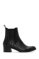 Women's Black Thick Heeled Leather Chelsea Boots | Derimod