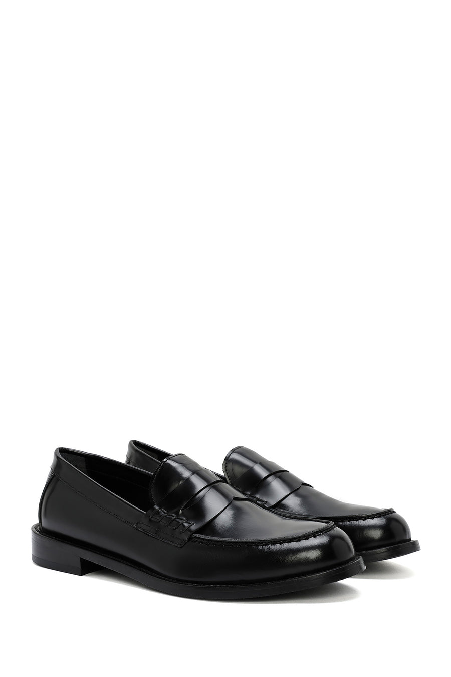 Kadın Siyah Deri Maskülen Loafer