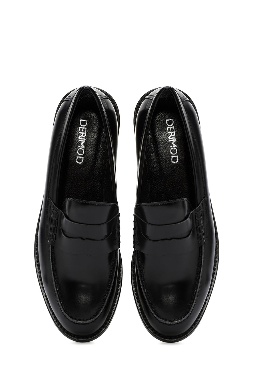 Kadın Siyah Deri Maskülen Loafer