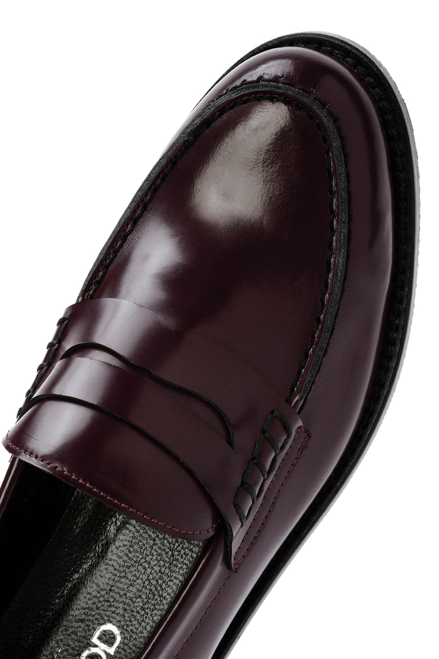 Kadın Bordo Deri Maskülen Loafer