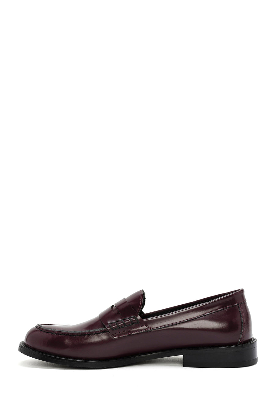 Kadın Bordo Deri Maskülen Loafer