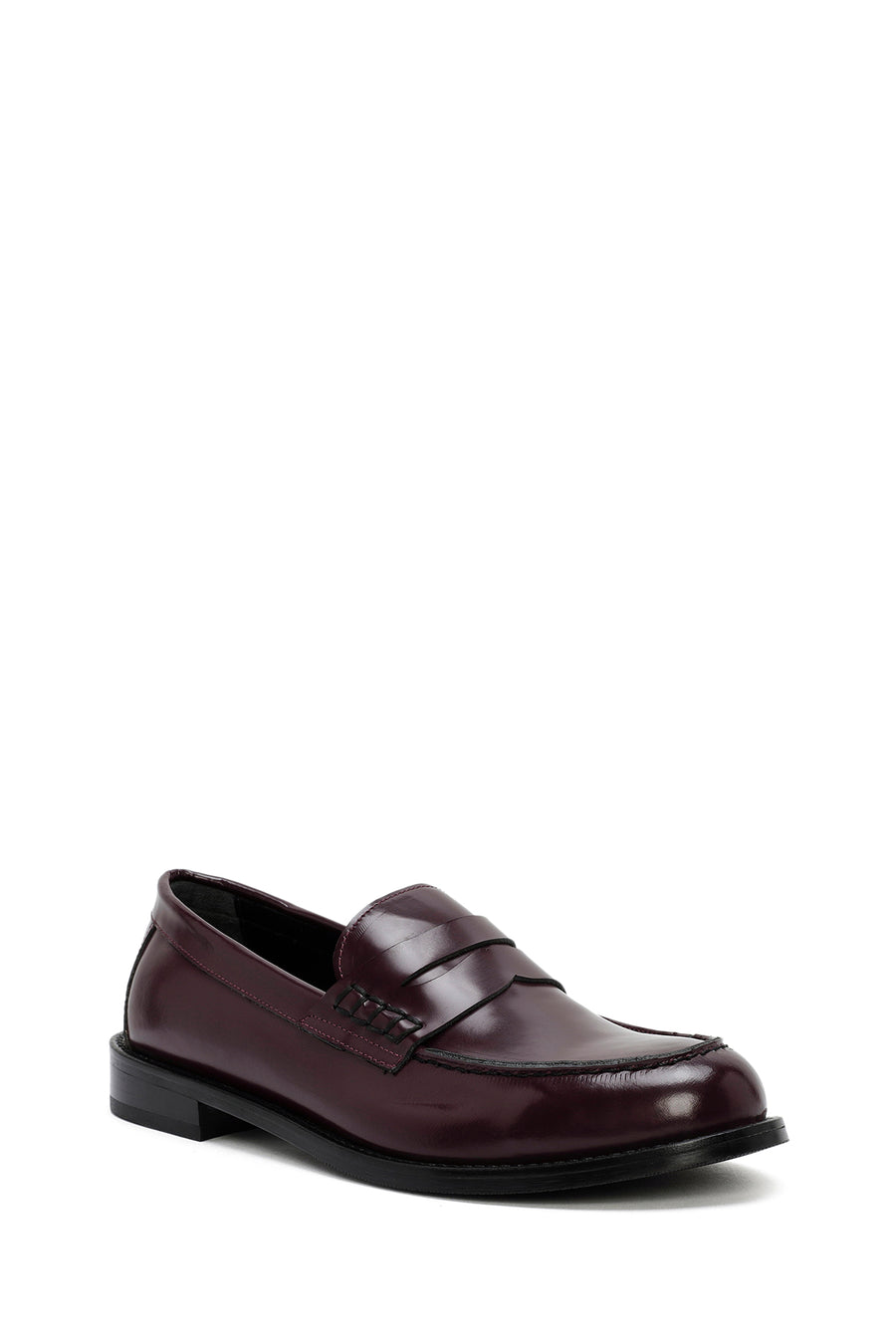 Kadın Bordo Deri Maskülen Loafer