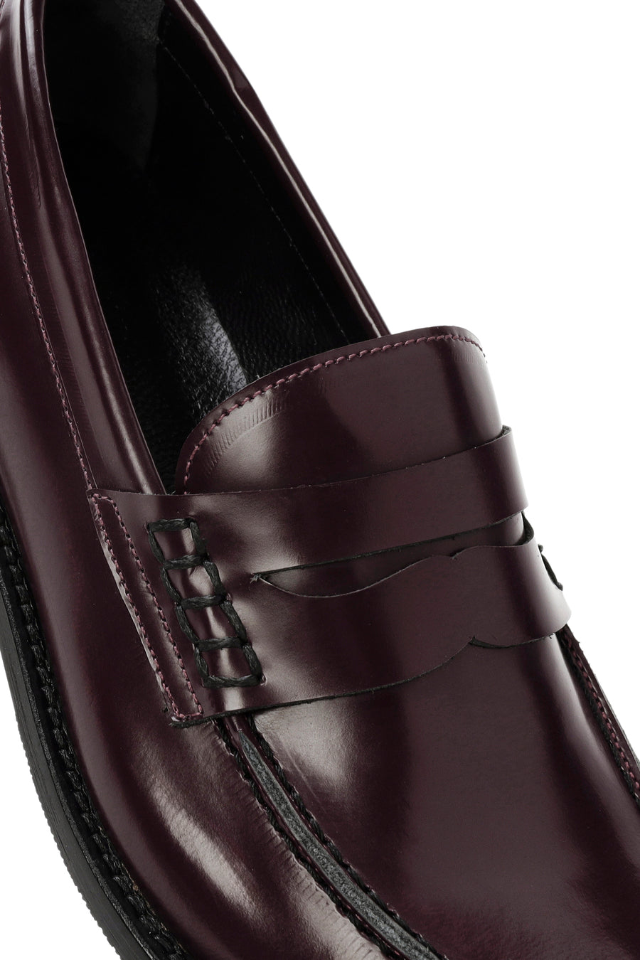 Kadın Bordo Deri Maskülen Loafer