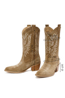 Women's Mink Suede Leather Heeled Cowboy Boots | Derimod