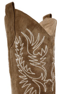 Women's Brown Suede Leather Heeled Cowboy Boots | Derimod