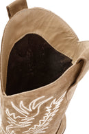 Women's Brown Suede Leather Heeled Cowboy Boots | Derimod