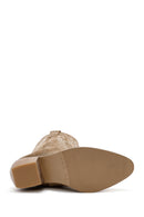 Women's Brown Suede Leather Heeled Cowboy Boots | Derimod