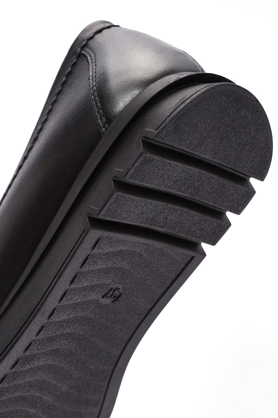 Kadın Siyah Toka Detaylı Deri Comfort Loafer