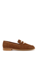 Women's Brown Buckle Detailed Suede Leather Loafer | Derimod