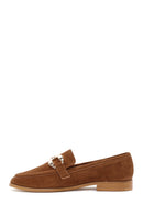Women's Brown Buckle Detailed Suede Leather Loafer | Derimod