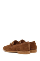 Women's Brown Buckle Detailed Suede Leather Loafer | Derimod