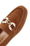 Women's Brown Buckle Detailed Suede Leather Loafer | Derimod