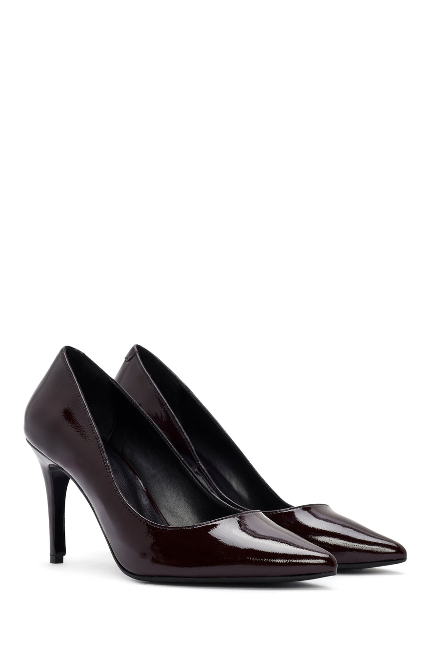 Kadın Bordo Yüksek İnce Topuklu Rugan Deri Stiletto