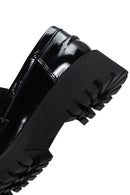 Women's Black Buckle Detailed Patent Leather Masculine Loafer | Derimod