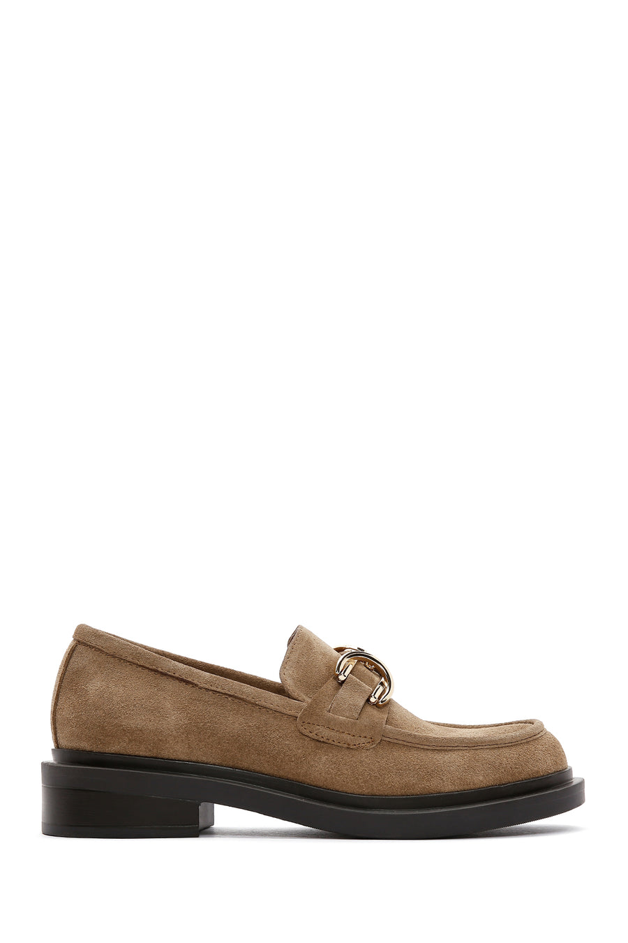 Women's Brown Buckle Detailed Suede Leather Masculine Loafer 24WFD180310 | Derimod
