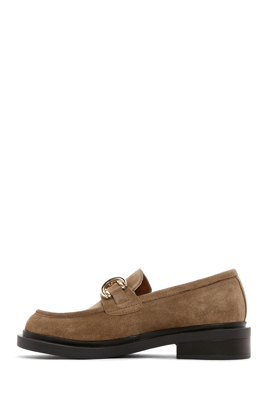 Women's Brown Buckle Detailed Suede Leather Masculine Loafer