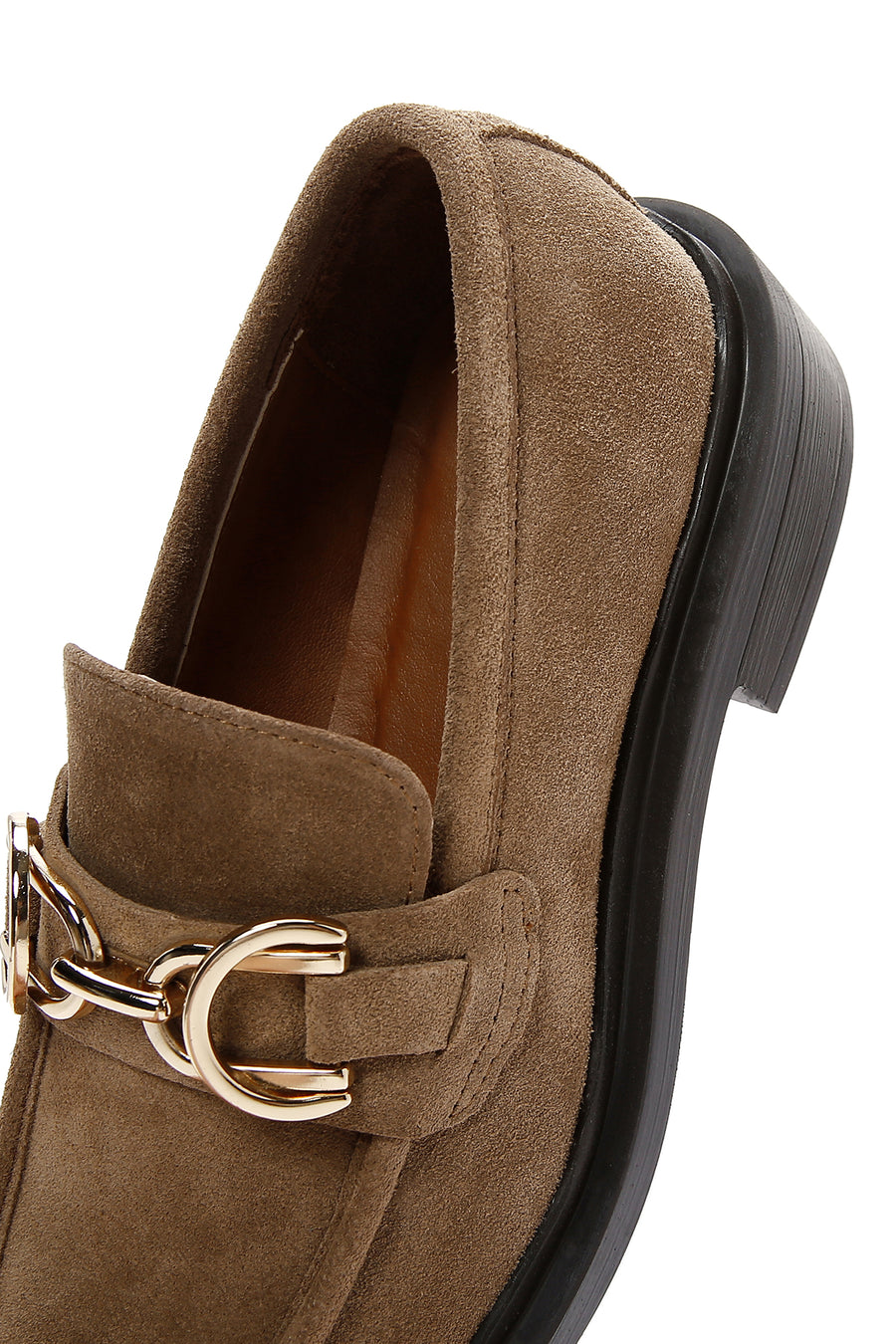 Women's Brown Buckle Detailed Suede Leather Masculine Loafer