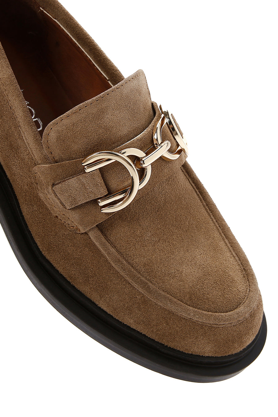 Women's Brown Buckle Detailed Suede Leather Masculine Loafer