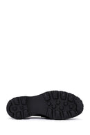 Women's Black Chain Detailed Leather Masculine Loafer | Derimod