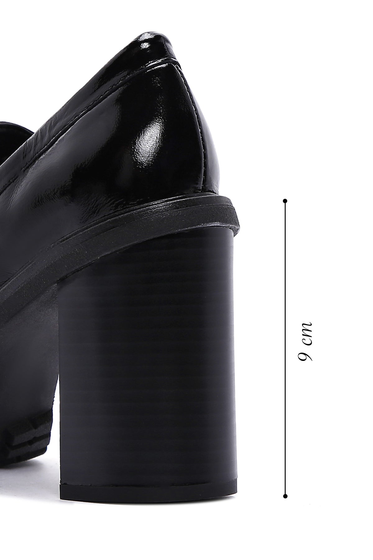 Kadın Siyah Kalın Topuklu Deri Maskülen Loafer