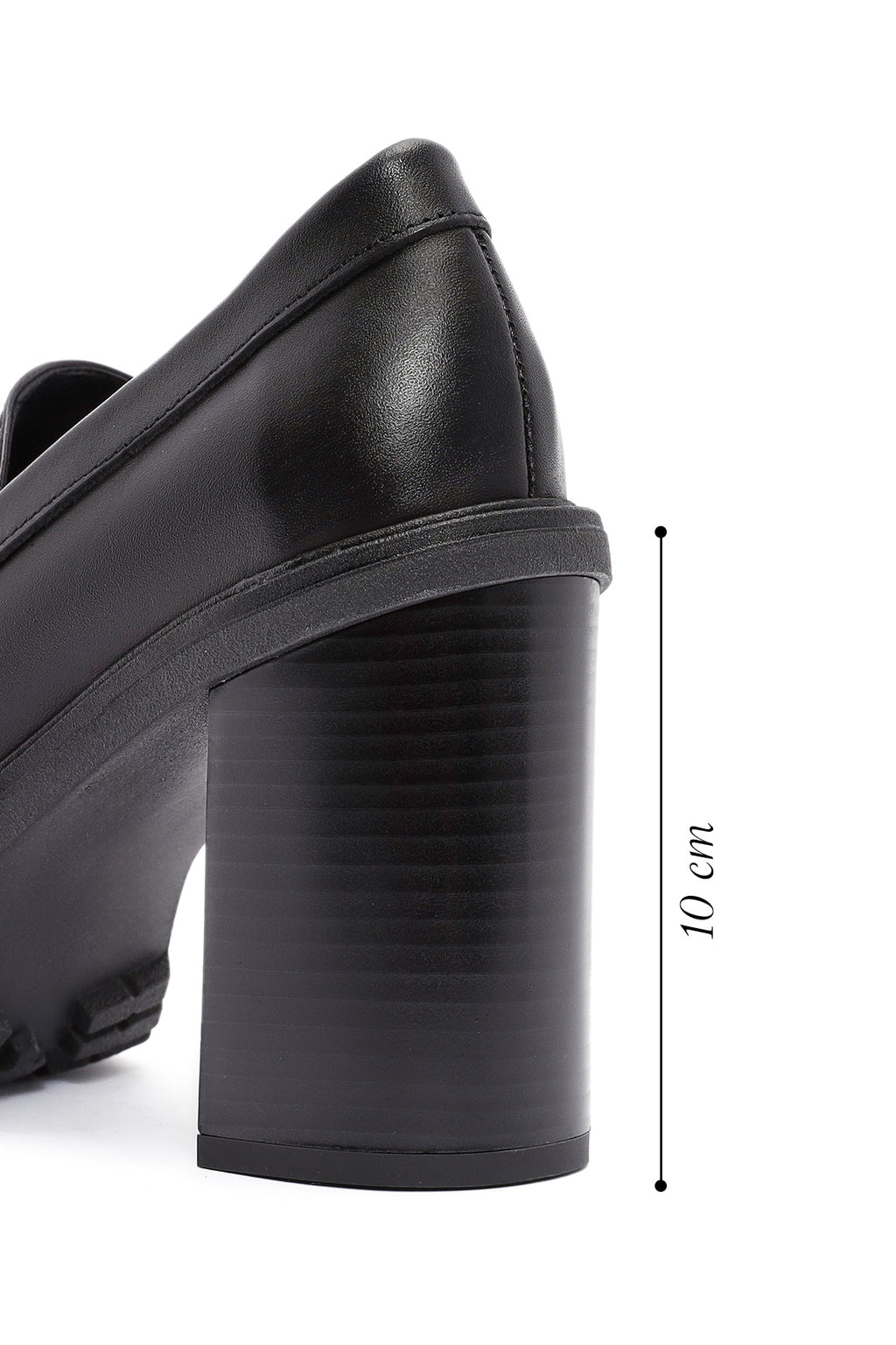 Kadın Siyah Kalın Topuklu Deri Maskülen Loafer