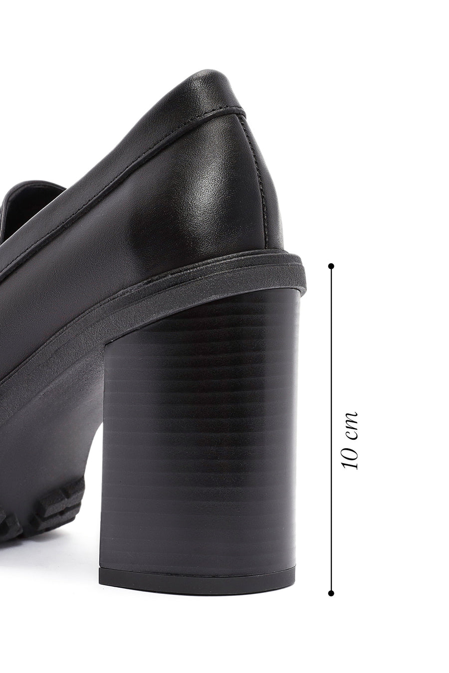 Kadın Siyah Kalın Topuklu Deri Maskülen Loafer