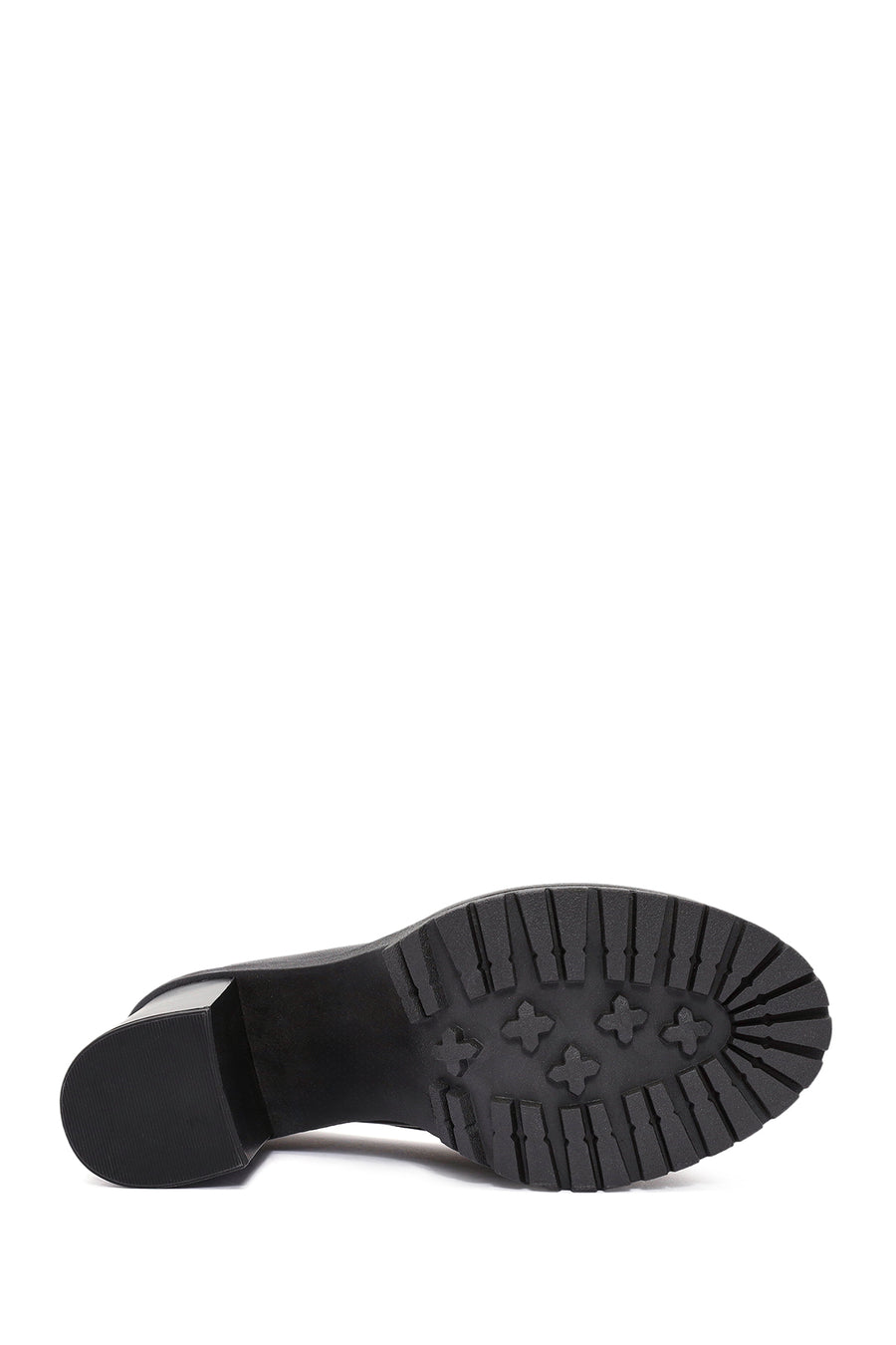 Kadın Siyah Kalın Topuklu Deri Maskülen Loafer