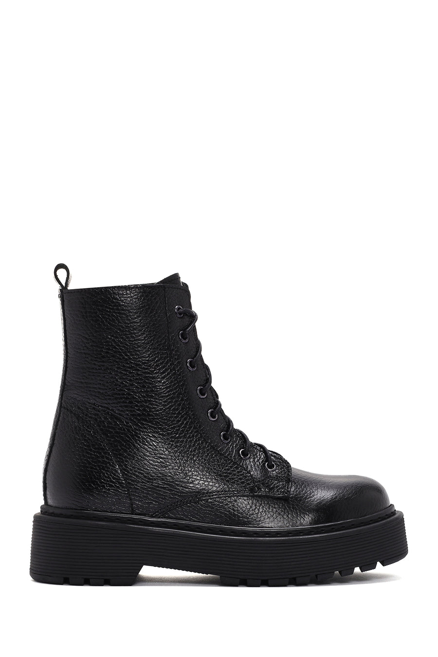 Women's Black Leather Zippered Boots 24WFD1818FT | Derimod