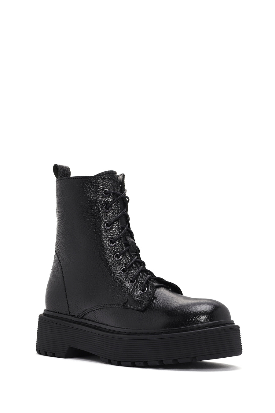 Women's Black Leather Zippered Boots