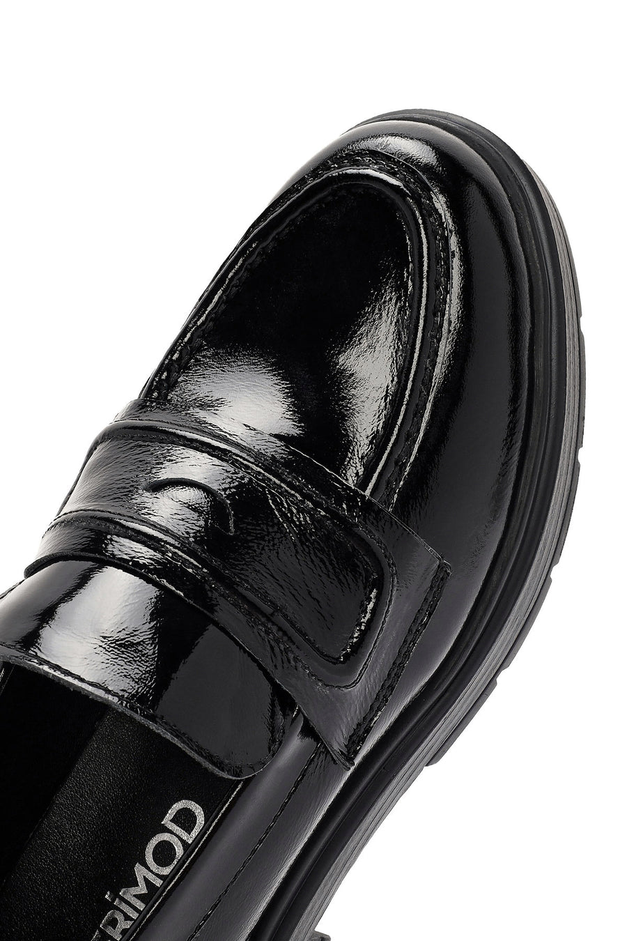Kadın Siyah Rugan Deri Makosen Loafer