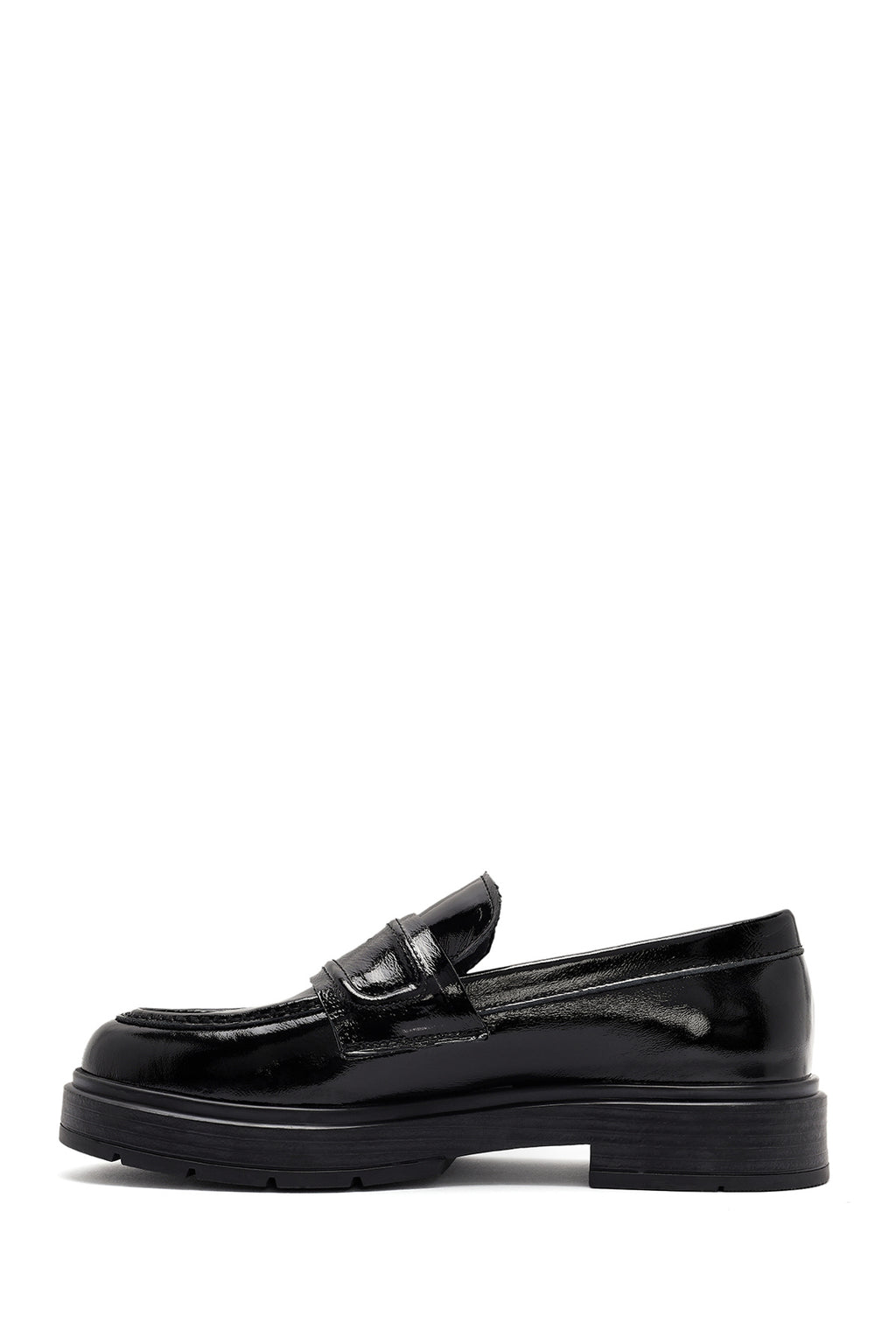Kadın Siyah Rugan Deri Makosen Loafer